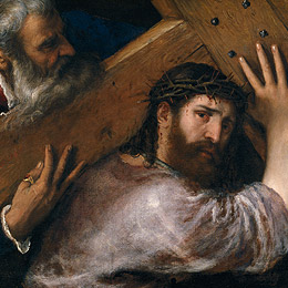 
      Vecellio di Gregorio TIZIANO (Titian) / c.1489, Pieve di Cadore–1576, Venice / Christ carrying the Cross (Cristo con la Cruz a cuestas) c.1565 / 67 x 77cm / P438 / Collection: Museo Nacional del Prado
    